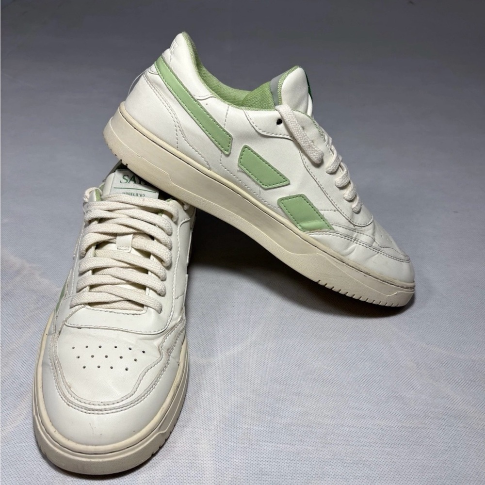 SAYE M89 Women’s 10 / Men’s 8.5 White Mint Green Sustainable Vegan Court Shoe